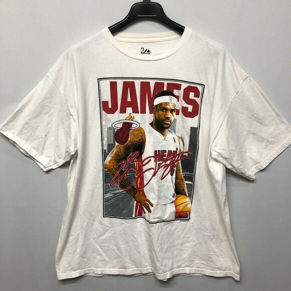 Majestic NBA Lebron James Heat T-Shirt Tee Top Size XXL 2XL M207 -20 - Picture 1 of 12